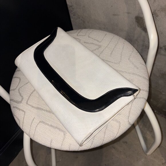 Vintage John Hort Black and White Genuine Leather Clutch - Picture 4 of 8
